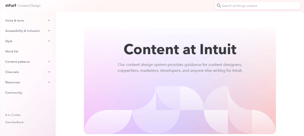 Content at Intuit website screenshot