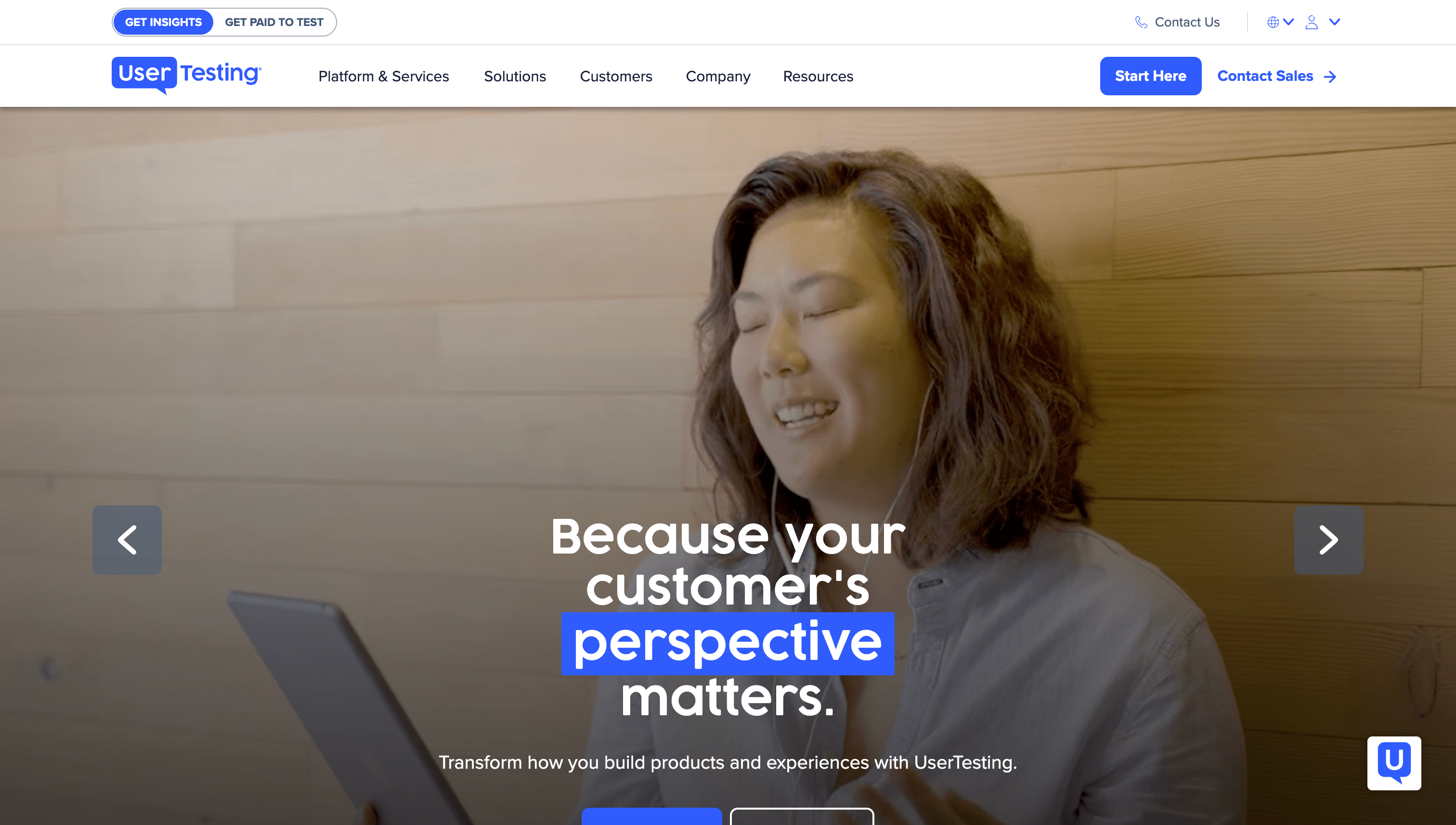 Screenshot of UserTesting.com website