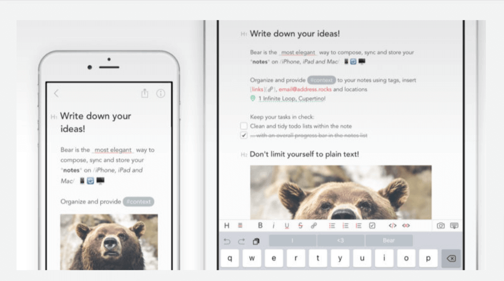Bear text editor screenshot