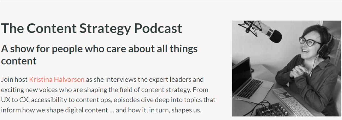 Screenshot of The Content Strategy Podcast webpage