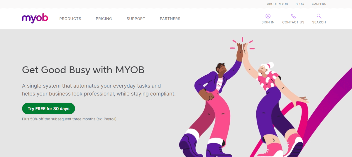 MYOB website screenshot